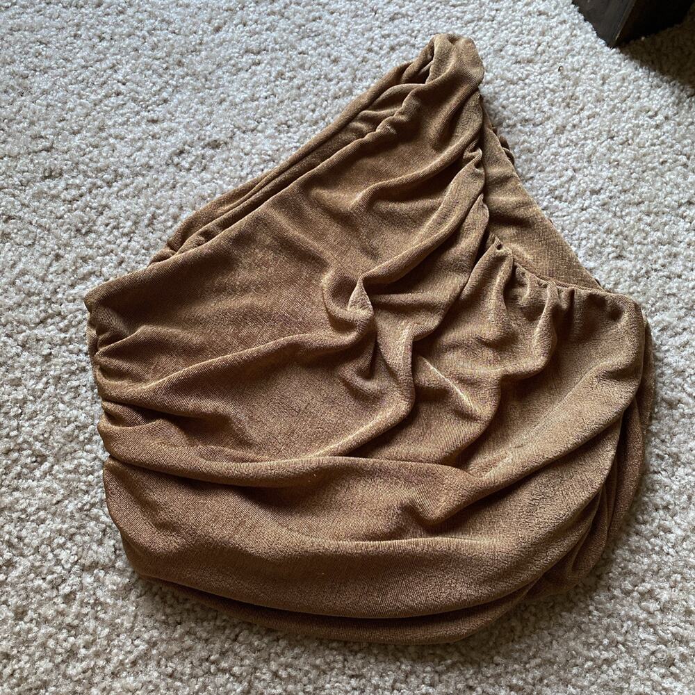 Brown One Shoulder Top Large Stretchy Going Out Party Summer Date Women